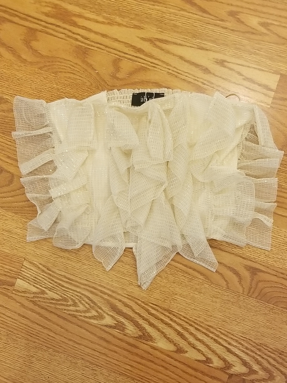 fab'rik Cream Waffle Knit Top with Subtle Gold Lurex